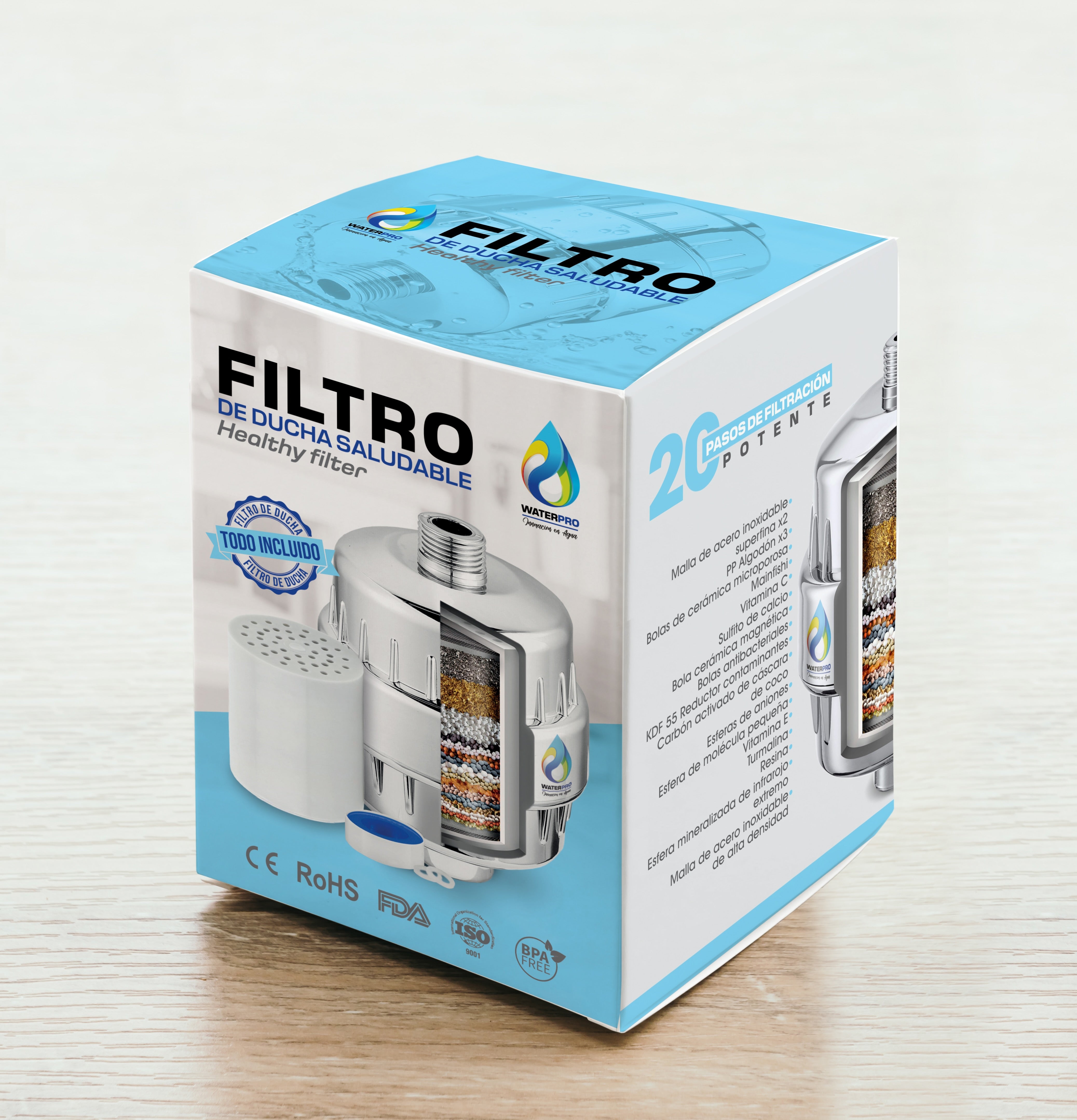 Filtro de agua para ducha + Repuesto ¡GRATIS!