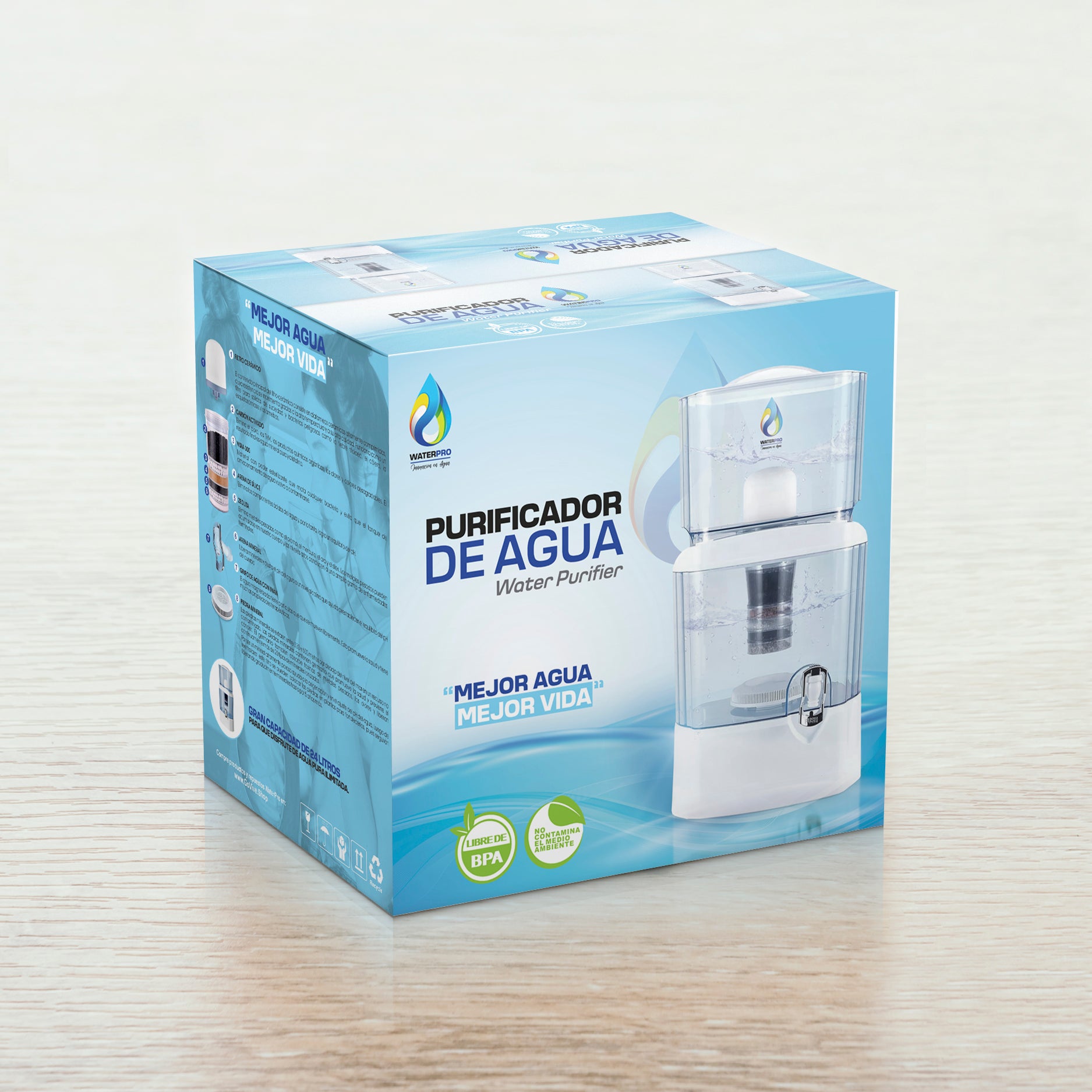 Filtro Purificador de Agua con dispensador WaterPro 22 Litros